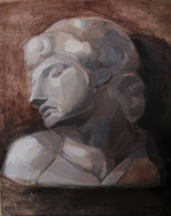 Painting titled "The plaster head of…" by Xenia Pushkareva, Original Artwork, Oil