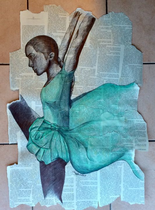 "Danzando" başlıklı Tablo Katia Corallo tarafından, Orijinal sanat, Mürekkep