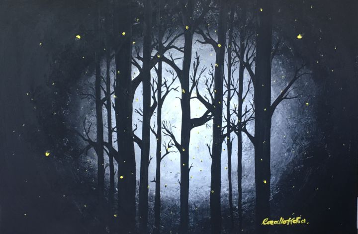 Pittura intitolato "Luccicando nel buio" da Katia Corallo, Opera d'arte originale, Acrilico
