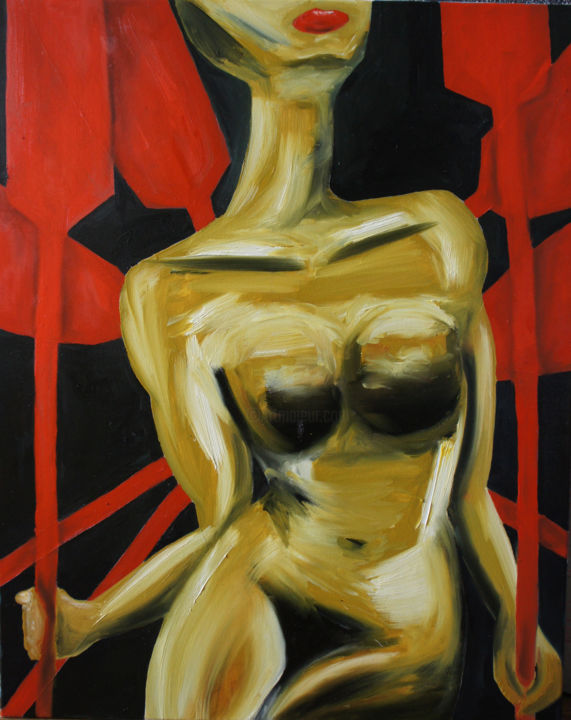 Peinture intitulée "Une Jeune Femme ave…" par Katia The, Œuvre d'art originale, Huile