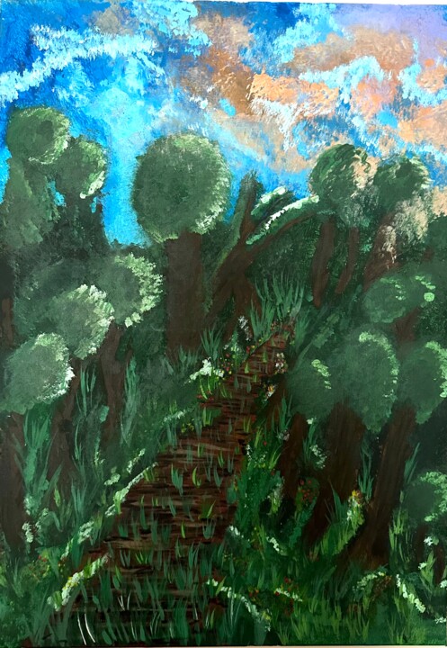 Painting titled "Lost in the woods" by Katica Sudarić, Original Artwork, Acrylic