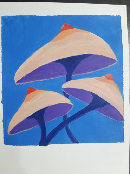 Dessin intitulée "Magic Mushrooms" par Katie, Œuvre d'art originale, Acrylique