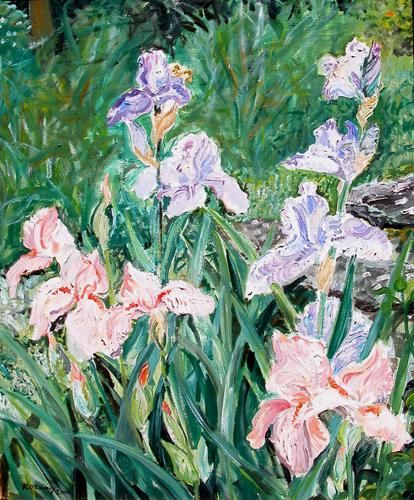 Painting titled "Iris Flowers" by Katie O'Looney, Original Artwork