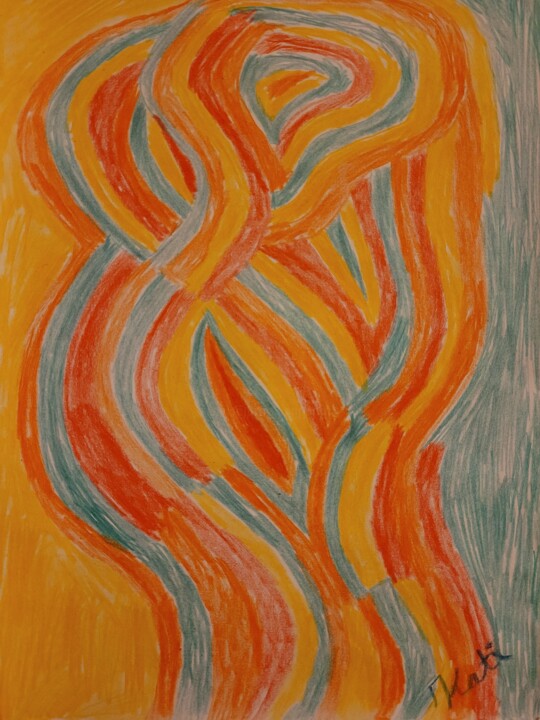 Картина под названием "Crises" - Katja Bock, Подлинное произведение искусства, Цветные карандаши