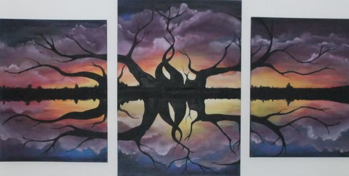 Painting titled "Mystic sunrise" by Katja Humbs, Original Artwork, Acrylic
