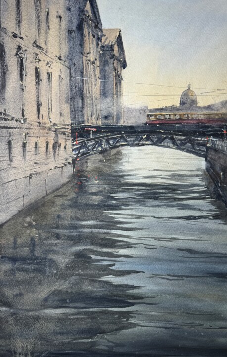 Peinture intitulée "Morning Berlin" par Katja Vollmer, Œuvre d'art originale, Aquarelle