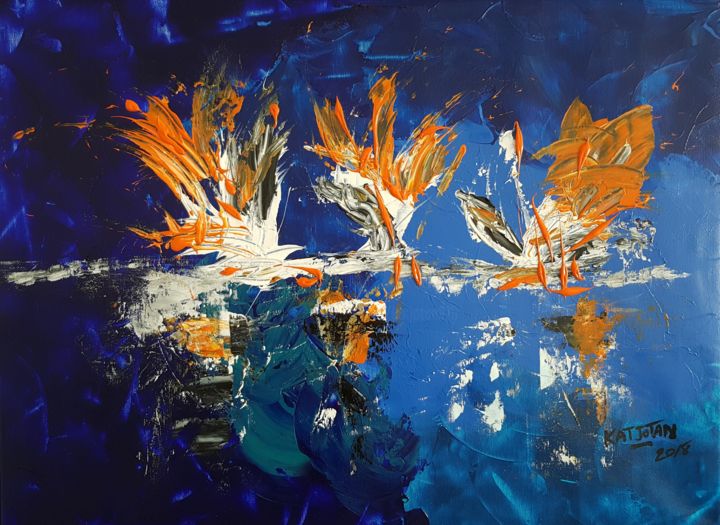 Peinture intitulée "feu-dartifice-2018-…" par Katjotan, Œuvre d'art originale, Acrylique