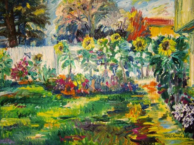 Painting titled "Leila's Garden in E…" by Katerina Koehlerova, Original Artwork, Oil