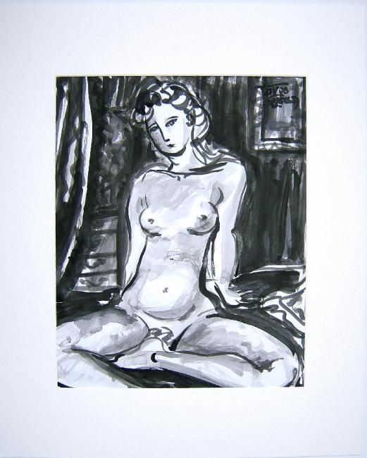 Painting titled "Seated Female Nude" by Katerina Koehlerova, Original Artwork, Oil