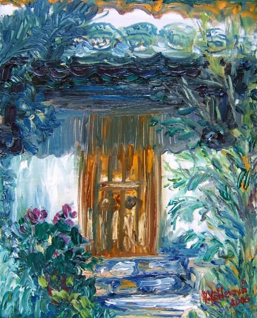 Malerei mit dem Titel "Closed Door" von Katerina Koehlerova, Original-Kunstwerk, Öl