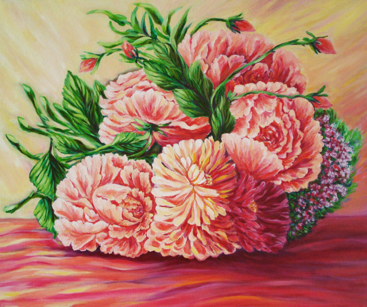Картина под названием "flowers-for-you.jpg" - Katreen Queen, Подлинное произведение искусства, Масло