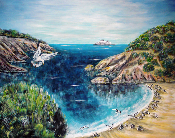 Schilderij getiteld "seagull-s-flight.jpg" door Katreen Queen, Origineel Kunstwerk, Acryl