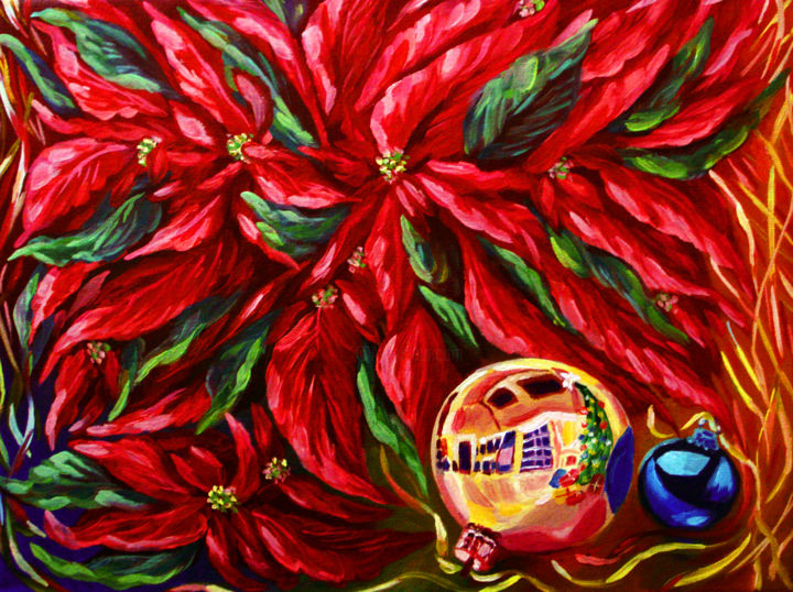 Painting titled "feeling-of-christma…" by Katreen Queen, Original Artwork, Oil