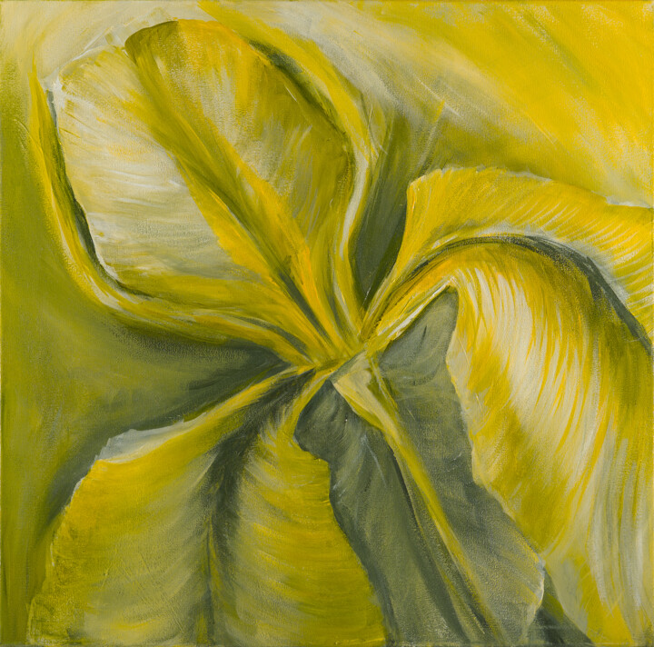 Painting titled "Yellow iris" by Katrin Appleseen, Original Artwork, Acrylic