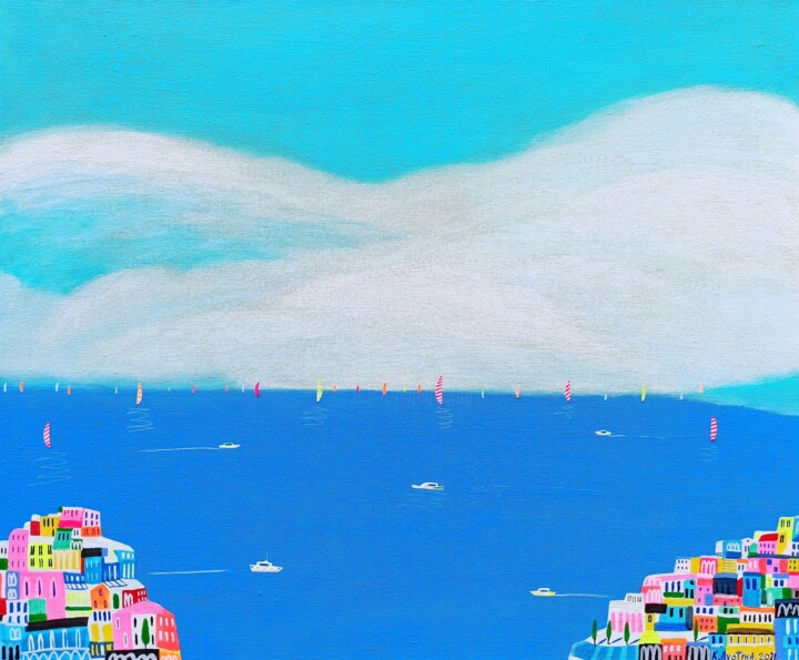 Pintura titulada "Destination Amalfi" por Katrina Avotina, Obra de arte original, Acrílico