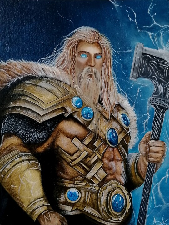 Pintura titulada "Thor" por Katsiaryna Budzko, Obra de arte original, Oleo