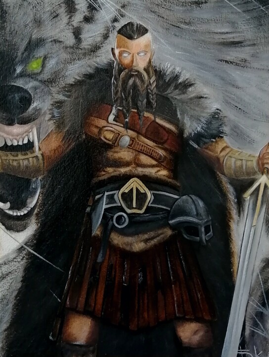 Painting titled "Tyr" by Katsiaryna Budzko, Original Artwork, Oil