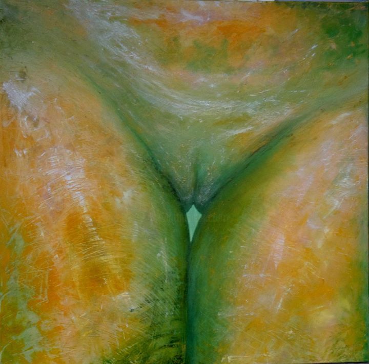 Painting titled "Green" by Catalin Tzetze Radulescu, Original Artwork, Oil