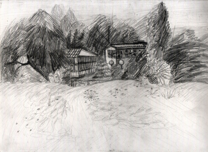 Dessin intitulée "Summer days at sea" par Katwrina Golban, Œuvre d'art originale, Crayon
