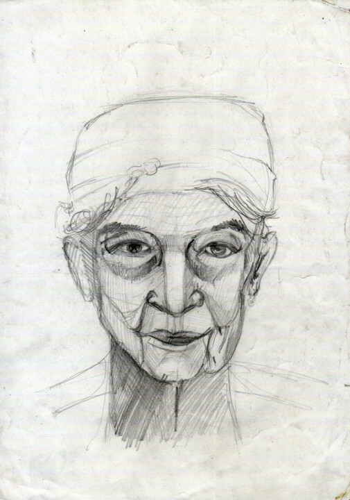 Dessin intitulée "Portrait d'une gran…" par Katwrina Golban, Œuvre d'art originale, Crayon