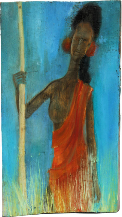Painting titled "African" by Ekaterina Kukhareva, Original Artwork, Oil
