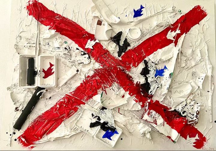 Malerei mit dem Titel "Say NO to Plastic" von Katy Le Blanc, Original-Kunstwerk, Öl