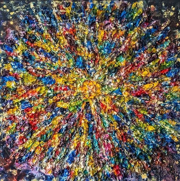 Malerei mit dem Titel "Colorful Existence" von Katy Le Blanc, Original-Kunstwerk, Acryl
