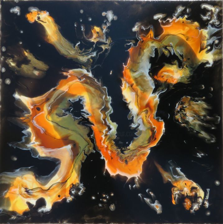 Painting titled "Koï Dragon" by Katy Létourneau, Original Artwork, Acrylic