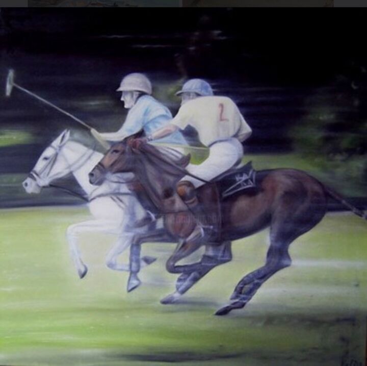 Painting titled "Polo" by Katy Von Lojewski, Original Artwork, Oil