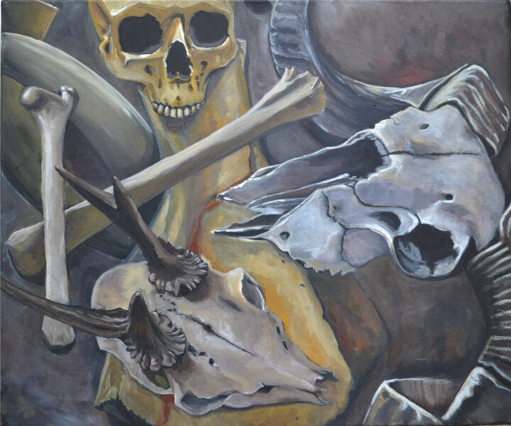 Painting titled "Nature Morte II" by Katya De Nord, Original Artwork, Acrylic Mounted on Wood Stretcher frame