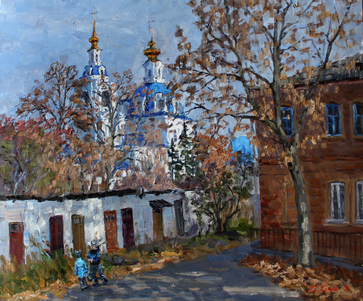 Painting titled "Сергиево-Казанский…" by Ekaterina Kizilova, Original Artwork, Oil
