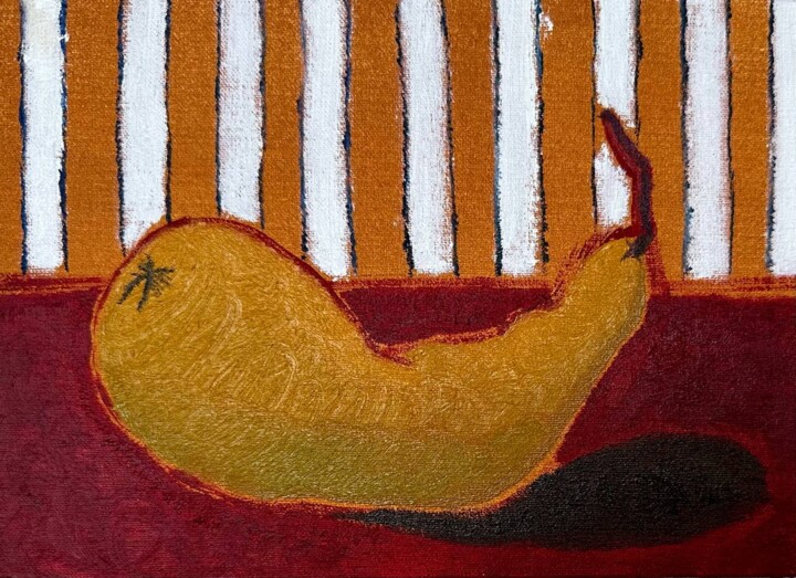 Painting titled "Pear "1" by Katya Lukianova, Original Artwork, Oil