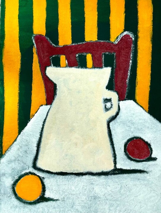 Painting titled "Milk Jug 2" by Katya Lukianova, Original Artwork, Oil