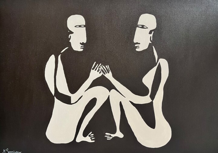 「connection is why w…」というタイトルの絵画 Katya Somisenによって, オリジナルのアートワーク, アクリル