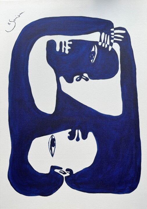 「at night, you are i…」というタイトルの絵画 Katya Somisenによって, オリジナルのアートワーク, アクリル