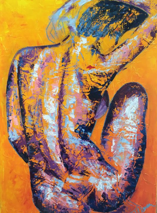 Painting titled "Une femme nue" by Katya Willeron, Original Artwork, Oil