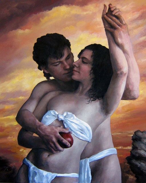 Painting titled "touch" by Victor Ka, Original Artwork, Oil