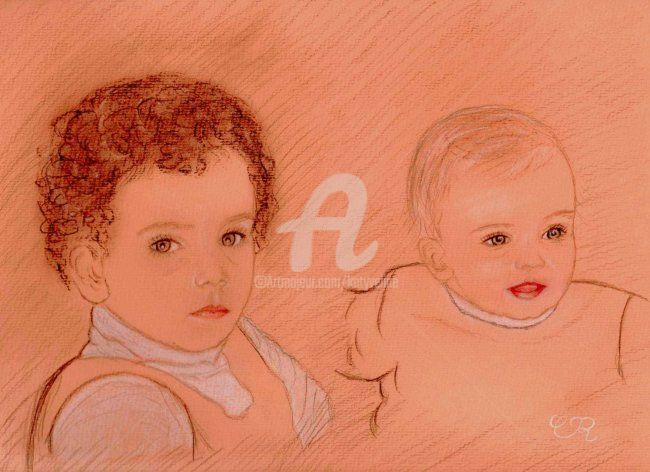 Drawing titled "Arnaud et Julien" by Katyveline Ruiz, Original Artwork