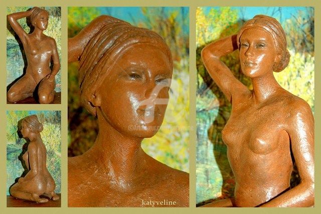 Scultura intitolato "sculpture "karoline"" da Katyveline Ruiz, Opera d'arte originale, Terracotta