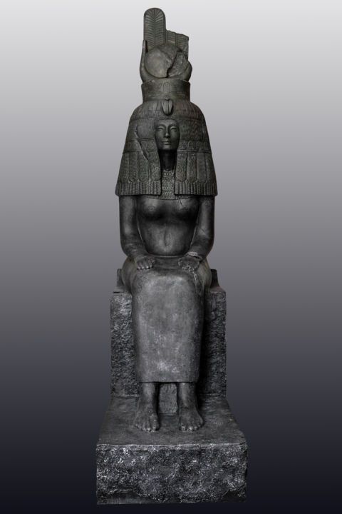 Скульптура под названием "Нефертити на троне" - Андрей Корнеев, Подлинное произведение искусства, Полимерная глина