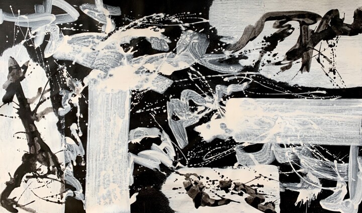 Peinture intitulée "Abstract no. 624 bl…" par Anita Kaufmann, Œuvre d'art originale, Acrylique