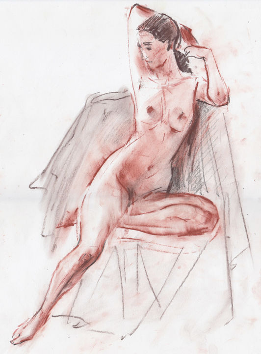 Drawing titled "Nude" by George Shchegol, Original Artwork, Pastel