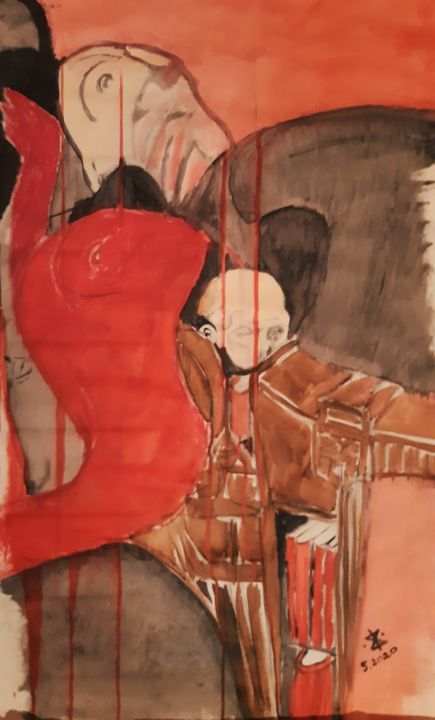 Malerei mit dem Titel "Masaker" von Karmen Kavran, Original-Kunstwerk, Acryl
