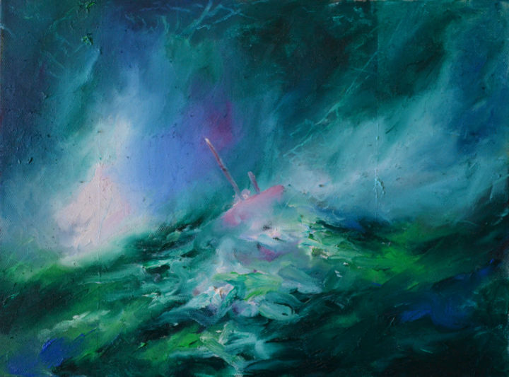 Картина под названием "Storm" - Kaxaber Berelidze, Подлинное произведение искусства, Масло