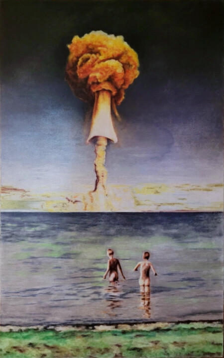 Malerei mit dem Titel "atom III" von Kay Pischang, Original-Kunstwerk, Kreide