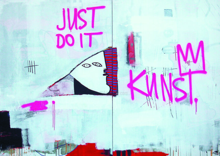 Pintura titulada "„K.U.N.S.T. is BOSS“" por Kay Schwarz, Obra de arte original, Acrílico