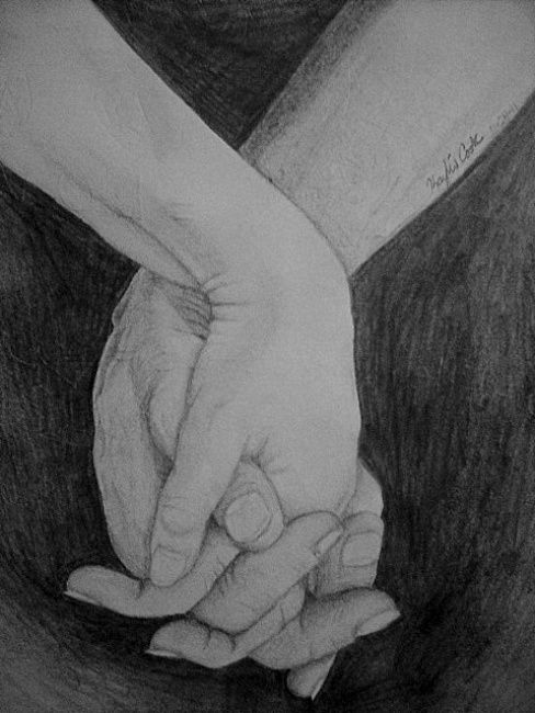 Drawing titled "Holding Hands" by Kay Cook, Original Artwork, Other