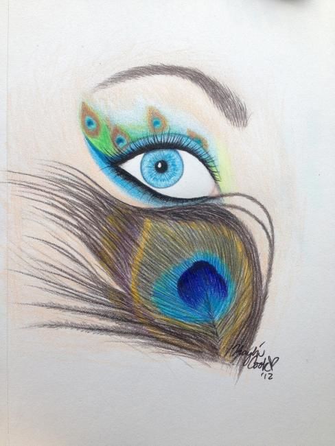 Drawing titled "Peacock Feather Eye…" by Kay Cook, Original Artwork, Other