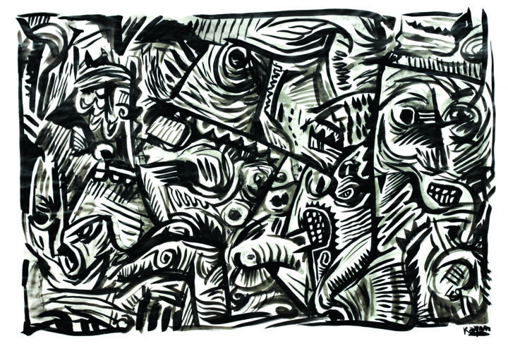 "Fisherman" başlıklı Resim Kayen tarafından, Orijinal sanat, Mürekkep