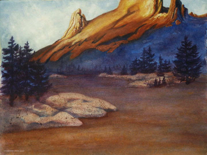 Painting titled "Mountain Meadow" by Kay Vickerman, Original Art, Acrylic